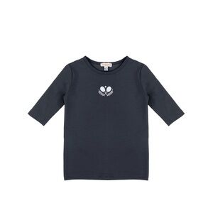 Kids 3/4 Sleeves Tennis T-Shirt - Black